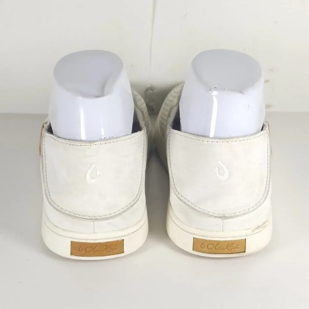 Olukai Women's Pehuea US9 White Flat Slip On Loafer Sneakers Shoes